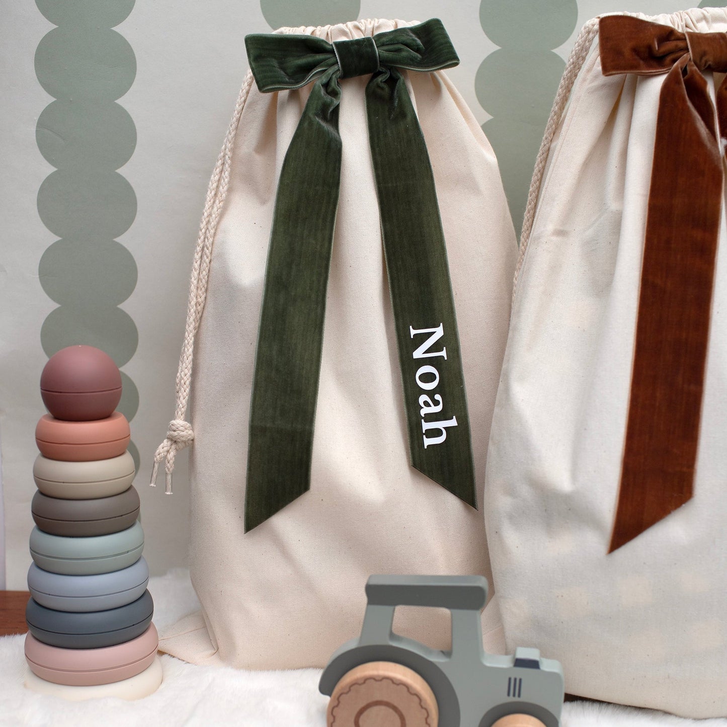 Mabel & Fox - Personalised Velvet Bow Gift Sack